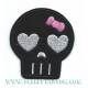 Patch ecusson little skull black girly kiki rose oeil coeur gris