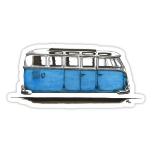 Sticker future bus kombi space van blue split samba vw14