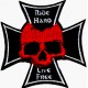 Patch ecusson red skull ride hard live free iron cross