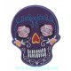 Patch ecusson skull dia de la muerte violet