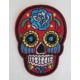 Patch ecusson skull dia de la muerte rouge day of dead sugar skull