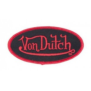 Patch ecusson von Dutch signature ovale rouge fond noir