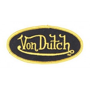 Patch ecusson von Dutch signature ovale jaune fond noir