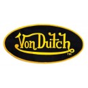 Patch ecusson von Dutch signature ovale jaune fond noir