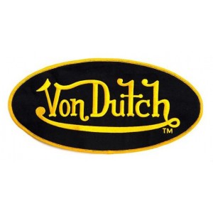 Patch ecusson von Dutch signature ovale jaune fond noir dos large