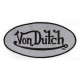 Patch ecusson von Dutch signature ovale noir fond gris dos large