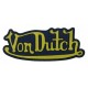 Patch ecusson von Dutch signature jaune fond jean denim dos large