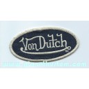 Patch ecusson von Dutch signature ovale gris fond jean denim blue 
