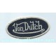 Patch ecusson von Dutch signature ovale gris fond jean denim blue 
