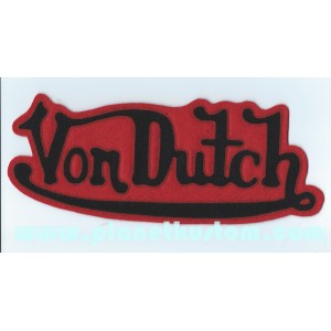 Patch ecusson von Dutch signature noir fond rouge dos large