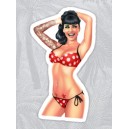 Sticker pinup tattoo girl sexy maillot 2 pieces rouge poids blanc old Pinup 11