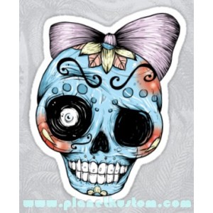 Sticker sugar skull dia de la muerte dia de los muertos lady blue skull 23