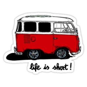 sticker vw life is short splity samba bus van kombi split mini van vw 22