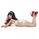 Sticker pinup tattoo girl sexy maillot blanc allongé old Pinup 49