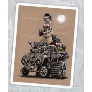Sticker german army desert bettle cox VW pinup cartoon 2