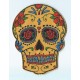 Patch ecusson skull dia de la muerte day of dead jaune croix fleurs