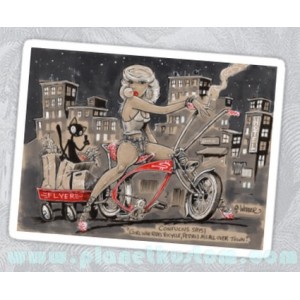 sticker sexy kustom bike girl radio flyer lowrider pinup cartoon 4