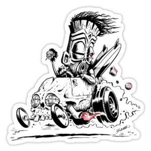 Sticker head hunter skull hot rod tiki surf zombie 11