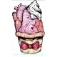 Sticker heart cupckake zombie foodd coeur gateau cup cake 5