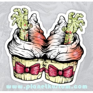 Sticker zombie hands mutant double cupcake gateau cup cake 6