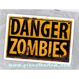 Sticker danger zombies panneau signalisation used zombie 14