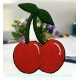 Patch ecusson thermocolant cerises rouge red cherry paire