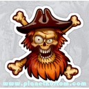 Sticker red bearded pirate skull barbe rouge le pirate tete de mort skull 34