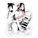 sticker sexy pinup cartoon hula girl and tiki pinup cartoon 12