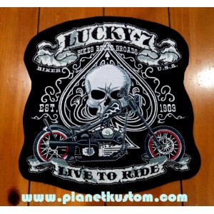 Patch ecusson skull lucky 7 bikes booze broads biker usa live to ride