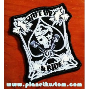 Patch ecusson skull military spade shut up & ride tais toi et roule gras