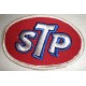 Patch ecusson STP fond rouge tour blanc gazoline & motor oil petit