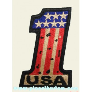 Patch ecusson 1 one USA flag number one biker used