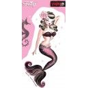 Stickers Pinup cartoon oldschool sailor mermaid sirene black & pink JA636