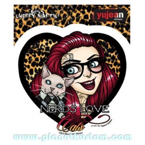 Sticker Miss Cherry Martini nerds love cats girly JA656