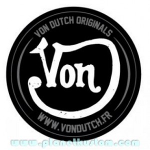 Sticker vondutch pinstriping origine kustom rond noir von dutch 1