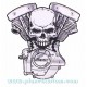 Patch ecusson skull vtwin biker tete de mort moteur en v grand dos