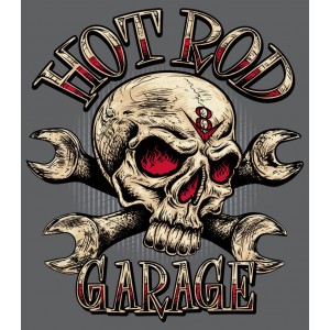 Sticker hot rod garage skull bones tools v8 tete de mort skull 37