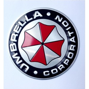 Sticker autocollant umbrella corporation logo rond badge 3d métal
