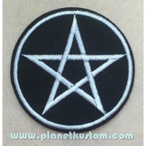 Patch ecusson pentacle amulette magic satan demon argent