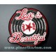 Patch ecusson thermocollant rock n roll disque vinyl love is beautiful