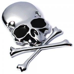 Autocollant sticker moto motard skull tete de mort pirate noir  voiture