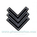Patch ecusson thermocollant army sergent chef silver on black