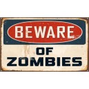 Sticker panneau used beware of zombies rats rusted zombie 27