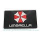 Sticker umbrella corporation logo rectangle fond noir badge 3d métal