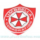 Sticker umbrella corporation logo blason fond alu brossé badge 3d métal