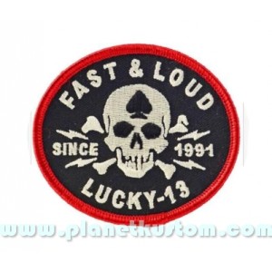 Patch Lucky 13 thirteen since 1991 skull bones spade fast & loud