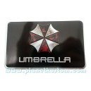 Sticker umbrella corporation logo rectangle fond noir badge 3d métal used