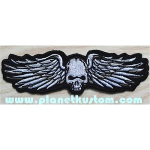 Patch ecusson skull wings biker tete de mort ailée taille moyenne