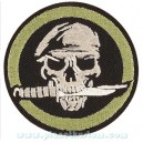 Patch ecusson skull army beret vert couteau entre les dents