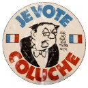 Sticker je vote coluche president 1981 old patina used petit